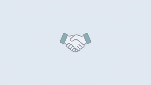 Firm handshake icon impact animation on white background 4k