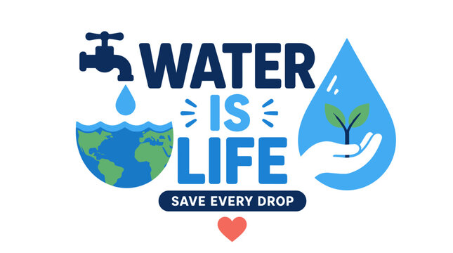 Water Is Life Water Drop Illustration Save Every Drop.