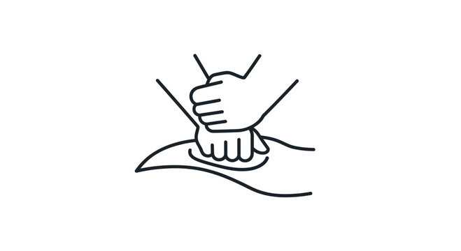 First Aid Hands Performing Chest Compressions on Person for CPR