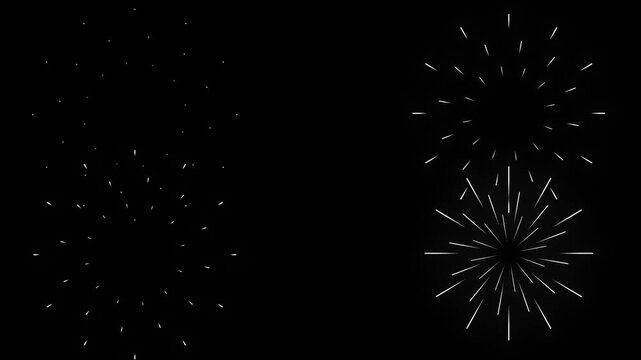 Circle Burst firework explosion animation with glow line effect, cinematic black screen loop in 4K resolution for celebration background and party motion graphics, circle Line blast fireworks effect.