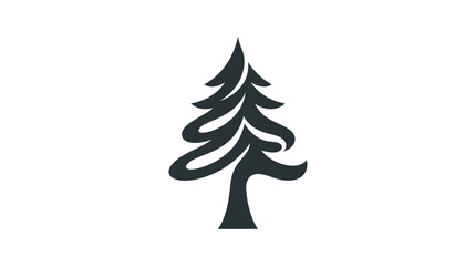 Obraz premium Stylized pine tree silhouette with organic curved branches