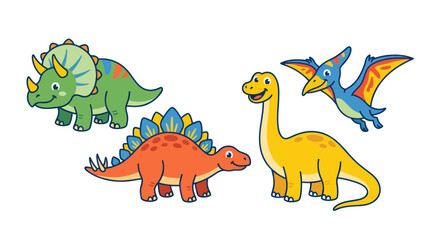 Friendly colorful cartoon dinosaurs collection for children © Riris