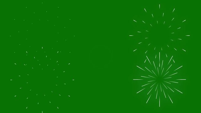 Circle Burst firework explosion animation with glow line effect, cinematic green screen loop in 4K resolution for celebration background and party motion graphics, circle Line blast fireworks effect.
