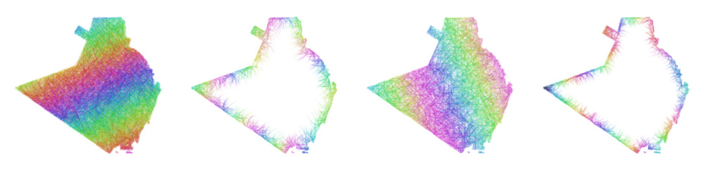 Multicolor sketch Kwale map design set