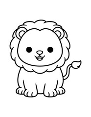 Fototapeta premium Cute Baby Lion Coloring Page for Kids. Simple Lion Outline Illustration for Children.