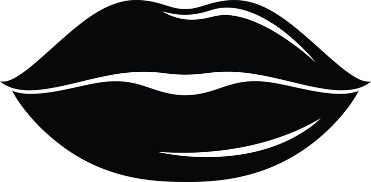 Black and white silhouette of sensual female lips isolated vector