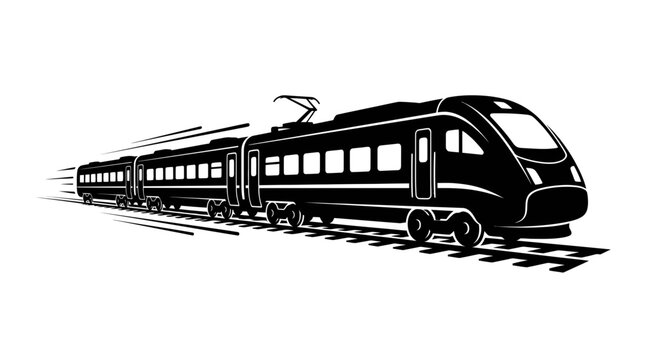 Sleek high speed passenger train moving on tracks