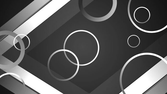 Abstract geometric background with diagonal stripes and overlapping gradient rings animation
