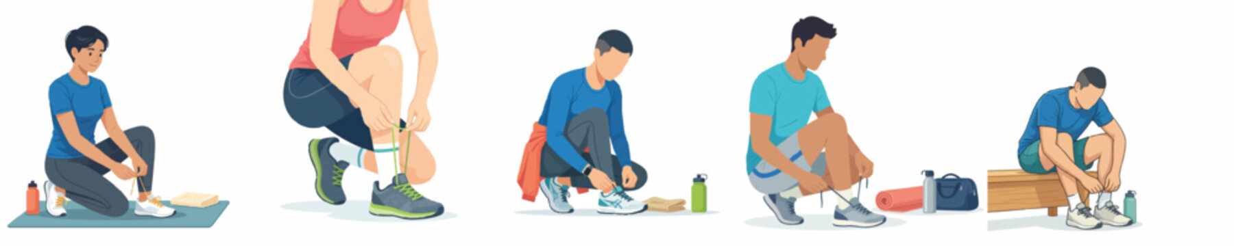 Vector of a person tying shoelaces before exercise