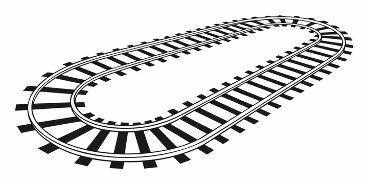 Graphic illustration of oval shaped circular railway track with railroad transportation perspective continuous circular infrastructure direction
