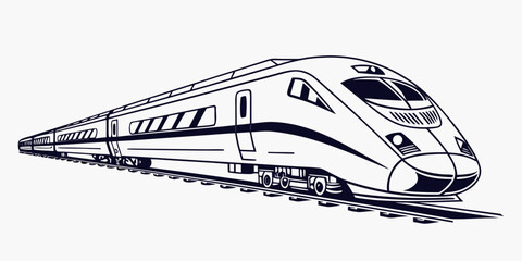 Modern high-speed passenger train vector illustration on white background with transport locomotive passenger commuter illustration technology © Sp