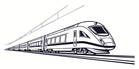 Sleek high-speed bullet train moving on rails graphic with transport locomotive passenger commuter technology silhouette isolated transportatio © Sp