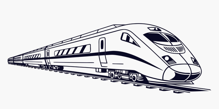 Modern high-speed passenger train vector illustration on white background with transport locomotive passenger commuter illustration technology