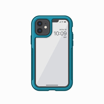 A teal iPhone 11 case with a white screen displayed against a white background.