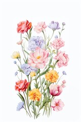 Obraz premium Bouquet of pastel tulips and carnations blossom pattern flower.