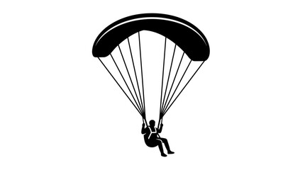 Minimalist Black Silhouette Icon of a Person Paragliding Through the Clear Sky © Tulippp