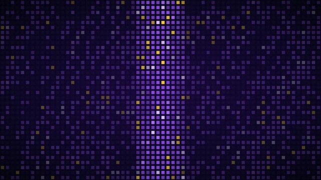 Purple gold scanning sweep LED grid background, dot matrix display motion loop