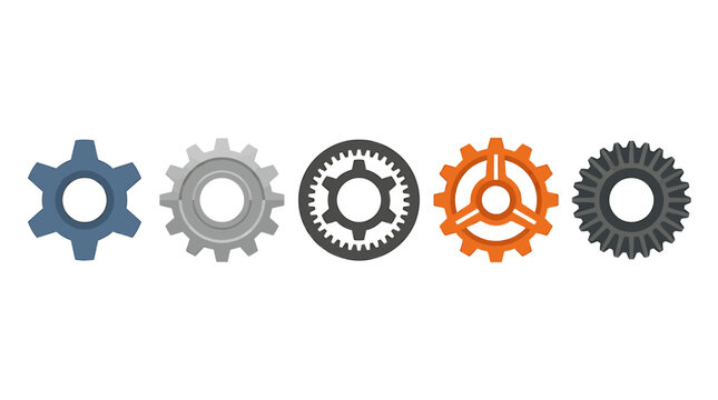 Five interlocking gear wheels mechanism.