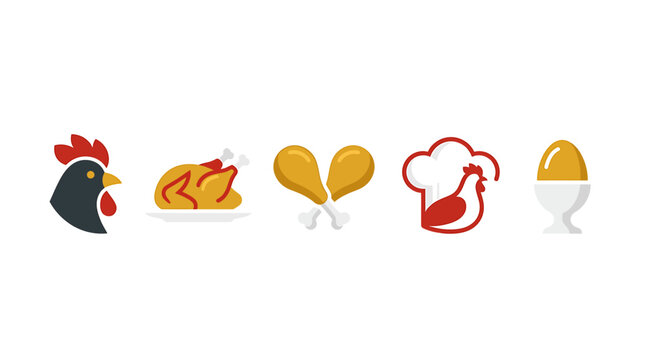 Rooster and chicken food icons.