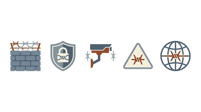 Security icons with symbols and signs.
