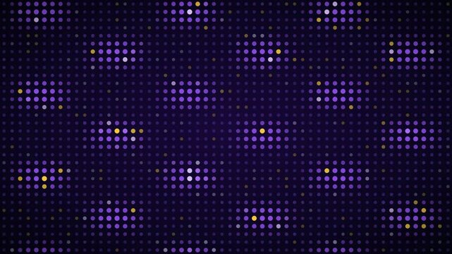 Purple gold interference pattern LED grid background, dot matrix display motion loop