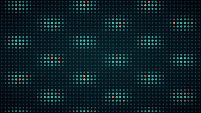 Teal coral interference pattern LED grid background, dot matrix display motion loop
