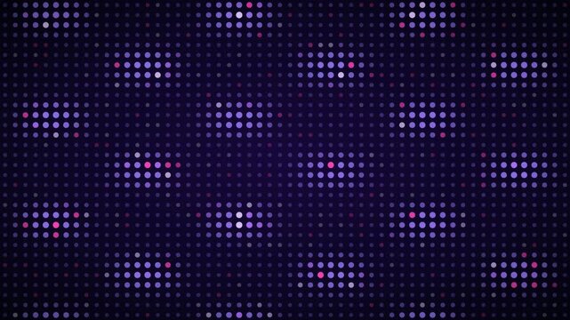 Violet pink interference pattern LED grid background, dot matrix display motion loop