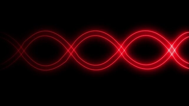 Red neon dna helix animation glowing abstract motion background, loop