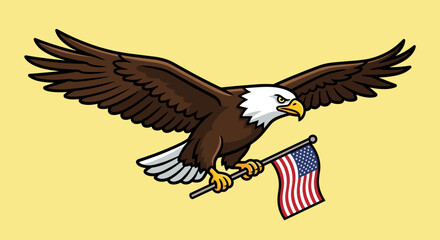 Fototapeta premium Majestic american eagle with flag for independence day vector