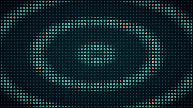 Teal coral radial pulse LED grid background, dot matrix display motion loop