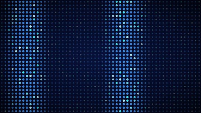 Blue cyan horizontal wave LED grid background, dot matrix display motion loop