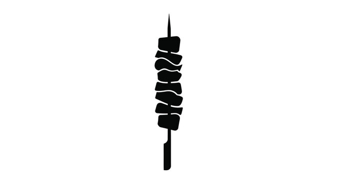 Meat skewer on metal rod black silhouette