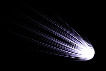Abstract light trails of a glowing comet or shooting star on black background © vectortouch0