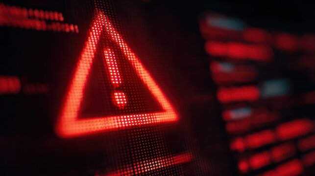 Red warning symbol on a digital screen