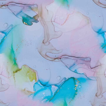 Light Seamless Pattern. Pink Marble Background. Gold Art Paint. Marble Ink Vector. Blue Seamless Watercolor. Vector Abstract Template. Shiny Water Color. Alcohol Ink Marble. Green Luxury Watercolor.