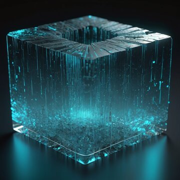 Glowing diluted tail extension trailing from a dense glass core concept