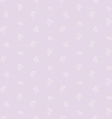 Seamless vintage floral pattern with delicate white sprays on a soft pale lavender background. Romantic folk art design for textile, fabric, wallpaper, wrapping paper spring nursery decor © NKTN