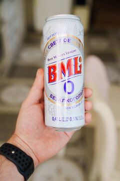 2026.06.18, Russia. Hand holding a BML non-alcoholic beer can