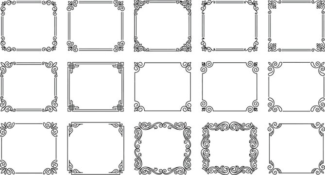 Set of vintage decorative frames and borders for invitations, certificates, and labels