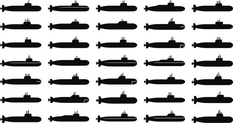 Submarine Silhouette Collection with Naval Military Vessel and Underwater Craft IconsSubmarine Silhouette Collection with Naval Military Vessel and Underwater Craft Icons © Md