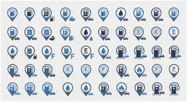 Collection of blue social media icons on white background.