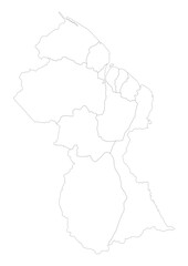 Fototapeta premium Guyana South America State Map Black Outline Transparent Fill High Quality Vector Transparent Background Graphic Design Asset