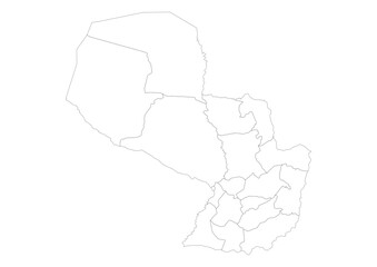 Fototapeta premium Paraguay South America State Map Black Outline Transparent Fill High Quality Vector Transparent Background Graphic Design Asset