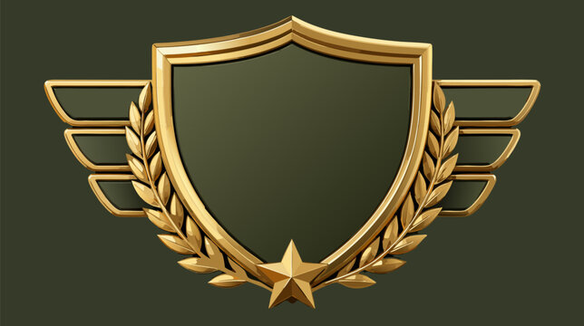 Minimalist Flat Vector Illustration of a Blank Military Badge Shield Icon Isolated on a White Background, Professional Crest Design Element for Logos, Emblems, and Security Branding Templates.
