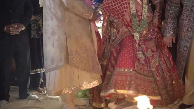 Indian Wedding Rituals with Bride and Groom Performing Sacred Traditions, Pheras, Mandap Ceremony, and Cultural Marriage Customs