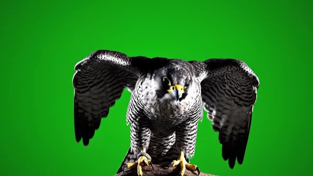 Peregrine falcon performs dance in detailed CG fur rendering with VSRExport at outdoor location