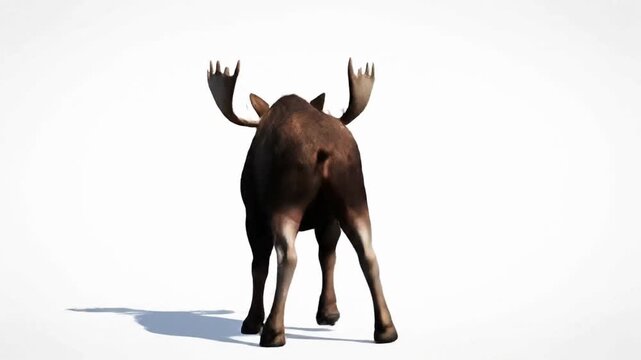Moose performing a dance in realistic CG fur rendering with motion details and lively expression