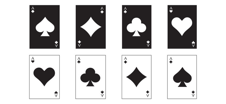 Poker Playing Cards with Black and white Suits Isolated on White Background. Perfect for mobile apps, web design, logos, and promotional materials.