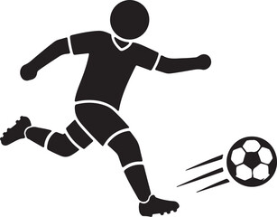 Fototapeta premium Player Kicking Football Silhouette Vector Icon