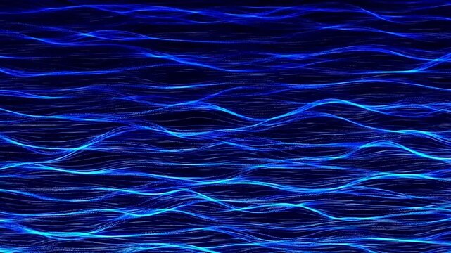 Blue glowing wavy lines on dark background